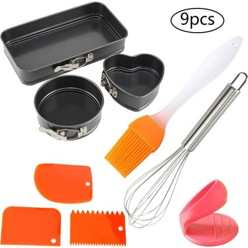 9 Pcs/set Carbon Steel Cakes Molds Multifunction Baking Accessories Non-stick Mini Cake Mold Metal Bake Mould Kitchen Cake Tools