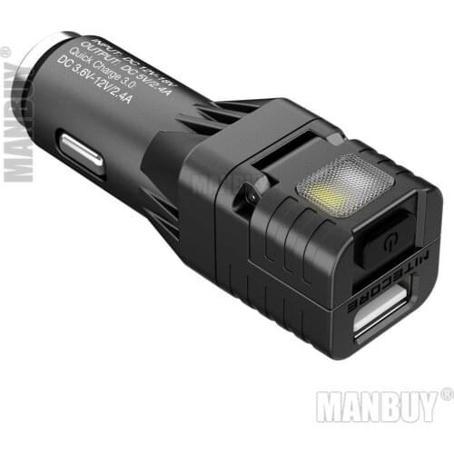 Free Shipping NITECORE VCL10 Multifunctional Vehicle Gadget QC 3.0 Vehicle Charger Glass Breaker Emergency Warning Light in Car