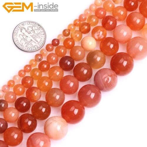 Natural Round Orange Botswana Agates Beads For Jewelry Making strand 15inch DIY Necklace Trinke Bracelets For Women gift