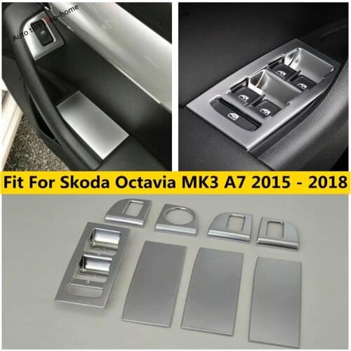 Imaautotrims Door Armrest Window Glass Lift Button Panel Frame Cover Trim ABS Accessories For Skoda Octavia MK3 A7 2015 - 2018