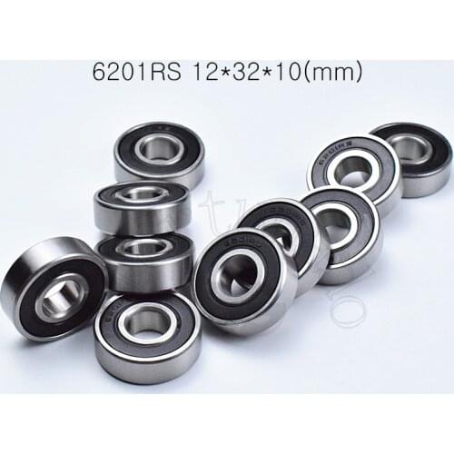 6201RS 12*32*10(mm) 1Piece bearings ABEC-5 rubber sealing bearings 6201 6201RS chrome steel deep groove bearing