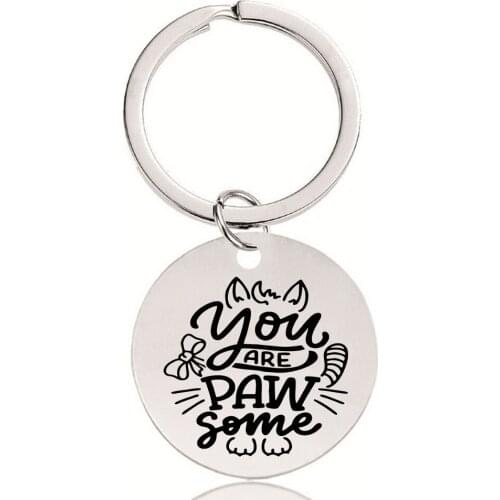 BLINGPAW Stainless Steel Pendant Neckalce You Are Paw Some Keychain Bag Ornaments Tag Gold Silver Gold Silver Black