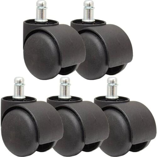 50mm Office Chair Roller Castor Wheels - Set of 5 - Black