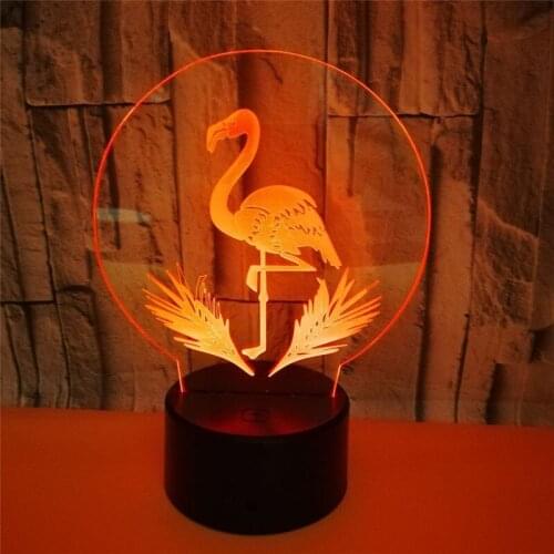 Touch 3d Lamp Illusion Led Night Light USB Flamingo Atmosphere Table Lamp for Children Baby Kids Gift Bedside Bedroom