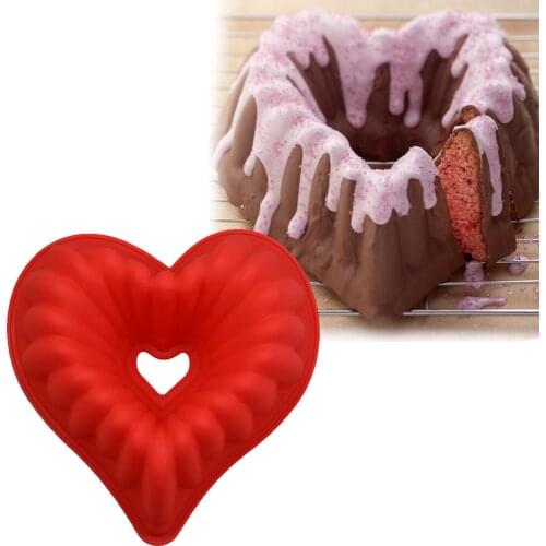 DIY Love Heart Shape Silicone Cake Mold 3D Bread Pastry Mould Pizza Pan DIY Birthday Wedding Party Cake Bakeware Baking Tools