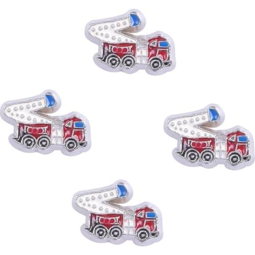 20Pcs/Lot F170 Alloy Fire truck FLoating Charms Finding Firemen Gift Living Locket Jewelry