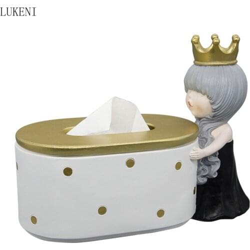 Nordic Creative Resin Crafts Little Princess Tissue Box Light Luxury Pumping Box Home Decoration Decoration