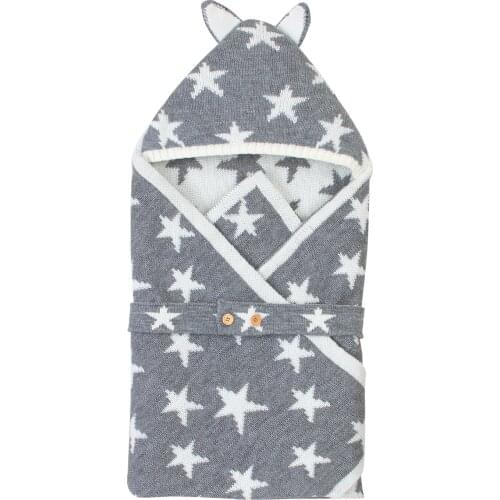 Newborn Baby Sleeping Bags Envelope Girls Cocoon Knitted Five Star Infantil Bebes Swaddle Wrap 0-6M Boys Discharge