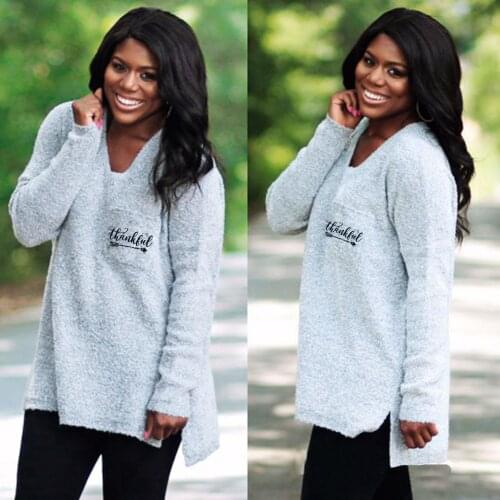 Thankful Women Sweater Autumn Winter Mama Festivals Comfort Women Jumper Clothing Top Sweaters Woman