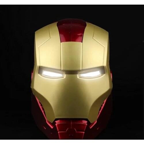 1:1 Avengers Iron Man LED Mask Cosplay Glowing Masks Marvel Series Disney Anime Figure Ironman Adult PVC Helmet Collection Toys