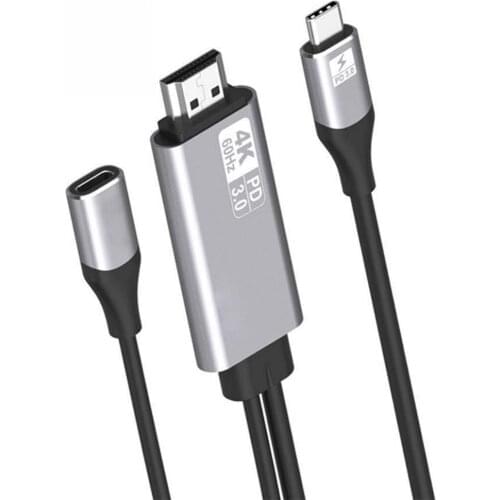 USB-C To HDMI-compatible Cable PD Adapter Converter Cable 4K 60HZ HD Video Converter Cable Fast Charging Cable Dropshipping