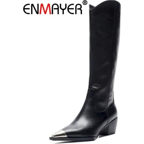 ENMAYER Woman Over The Knee High boots Women Shoes Winter Shoes Thigh high booty Size 34-40 Real Leather Fashion Boots CR1691