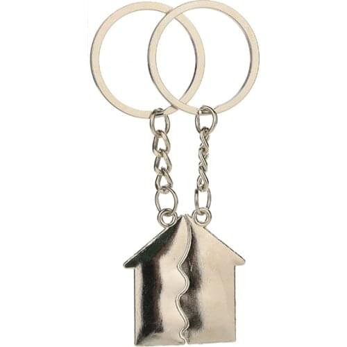 1 Pair Metal Keychain House Souvenirs Keyring Key Couple Keychain Gift Romantic House Keychain Alloy key ring