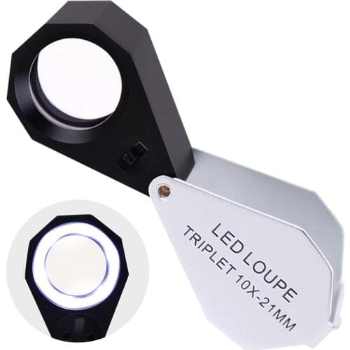 10x Magnification Jewelery Loupe Triplet LED 21mm Diameter Optic Glass Gem Stone
