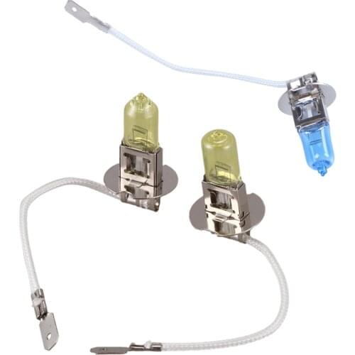 2X H3 55W Yellow Car Driving Fog Xenon Halogen Replace Headlight Lamp Light Bulb & 2 Pcs DC 12V 55W H3 Super White Halogen Car F