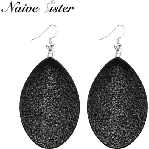 2018 New Fashion Red Teardrop Leather Earrings Various MultiColors Dangle Earings Big Ethnic Jewelry For Women Brincos Wholesale