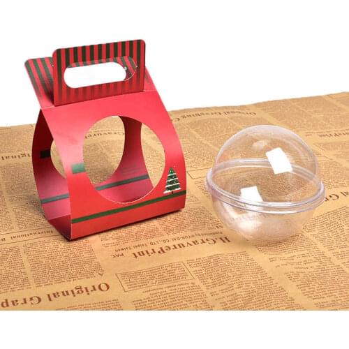 25pcs Net Red Portable Christmas Mousse Cake Ball Round Hollow Thickening Food Rice Salad Snack Dessert Packaging Box Gift Boxes