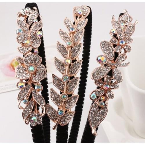 Hot Sell Alloy Water Drill Bow Knot Hair Band Hair Card Accessories New Non-slip Flannel Head Band 50pcs Free Shipping
