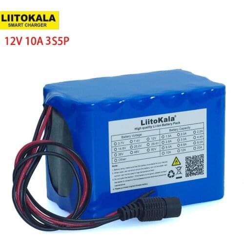 LiitoKala 100% New Protection Large capacity 12 V 10Ah 18650 lithium Rechargeable battery pack 12v 10000 mAh capacity with BMS