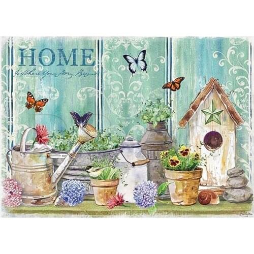 DIY 5D Diamond Painting Full Square/Round "Bird House Flower" Diamond Embroidery Cross Stitch Picture of Rhinestone