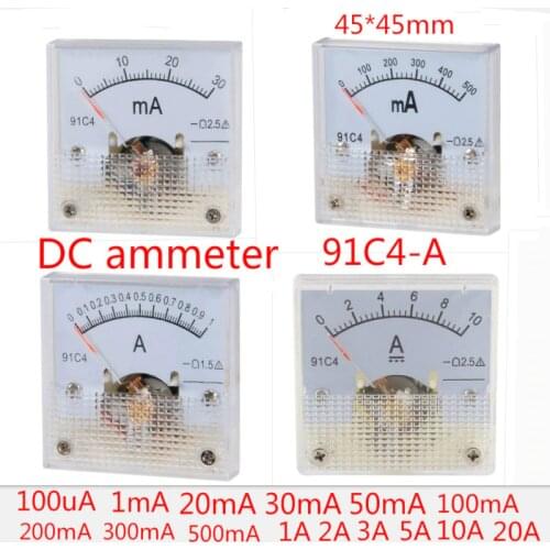 Class 2.5 Accuracy DC 100uA 20mA 30mA 500mA 0-1A 2A 3A 5A 10A 15A 20A 30A Ampere Analog Panel Meter Ammeter 91C4