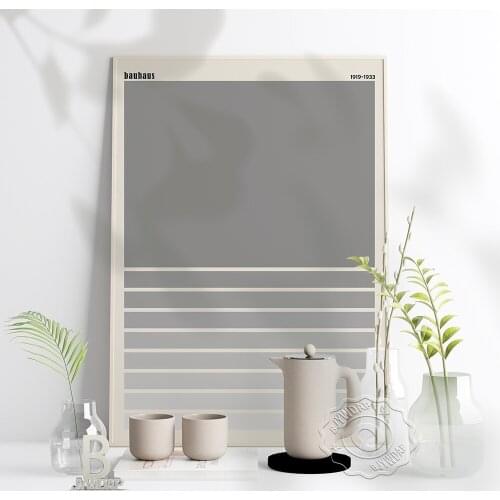 Bauhaus Abstract Art Poster, Concise Geometric Rectangular Gradient Gray Patterning Poster, Minimalist Home Kids Room Wall Decor