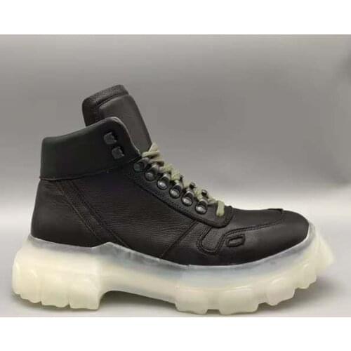 Transparent Bottom Boots Genuine Leather Flat Trainer Fashion Leather Sneaker 28#25/10d50