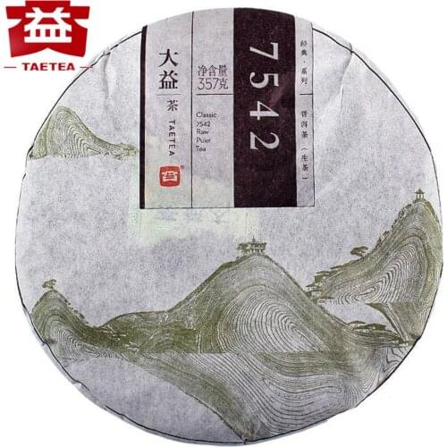 2014 TAETEA 7542 Sheng Puer Chinese Tea Dayi 1401 Batch Raw Puer Chinese Tea Menghai Tea Cake 357g