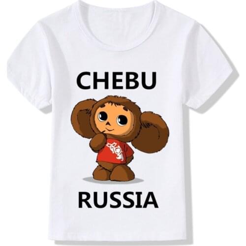 Children Russian Cartoon Cheburashka Funny T shirt Summer Baby Boys/Girls Chebu Russia Tops T-shirt Kids Clothes