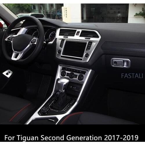 For Tiguan Second Generation 2017-2019 control instrument panel decorative stickers Matte chrome Center Console Protective cover