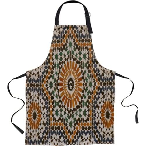 Moroccan Pattern Vintage Retro Aprons for Women Men Kid Cooking Baking Apron Kitchen Utility Equipment Accessories