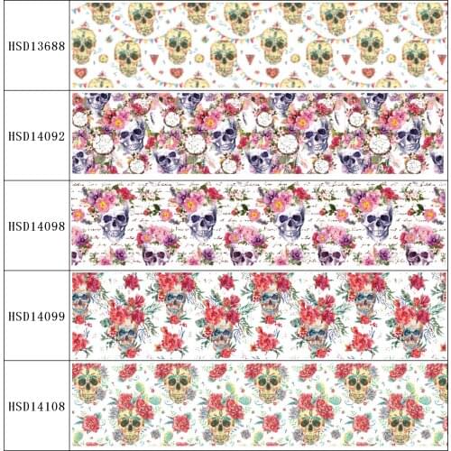 HuangTao 22MM 25MM 38MM 50MM 75mm Printed Pattern on Grosgrain Ribbon for diy ribbon