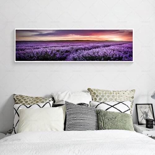 Art Prints Decor Room Home Wall Pictures Lavender Flowers Sea Green Tree Scenery Modular Canvas Paintings Posters No Frame