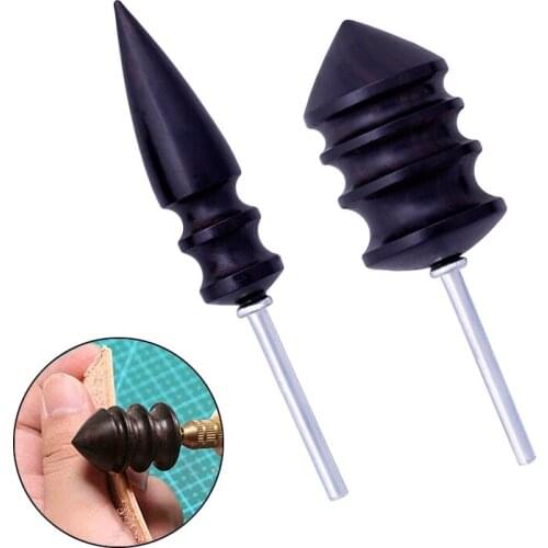 Nonvor Leather Slicker Tool Electric Polishing Grind Slicker Flat/Pointed Head Sandalwood Craft Drill Black Wooden Slicker Shank