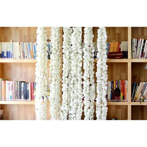 New 140cm Artificial Wall Hanging Vine Simulation Wisteria Flower Decor White Decorations Festive Wedding Party Favor Supplies