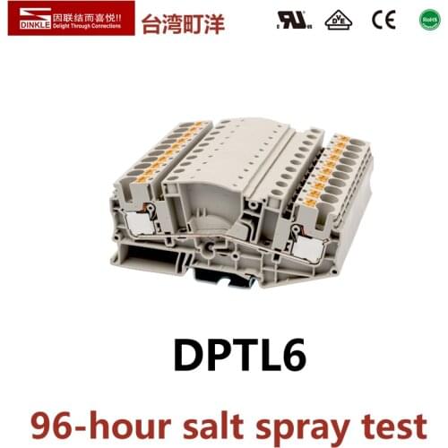 DINKLE DPTL6 Din Rail Terminal Block Return Pull Type Spring Connector One Input - One Output YANNIU