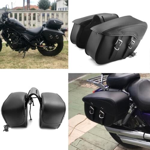 Pair Motorcycle Saddlebag Leather Side Luggage Bag For Honda Shadow For Vulcan 2006 For Yamaha Vstar For Sportster Waterproof