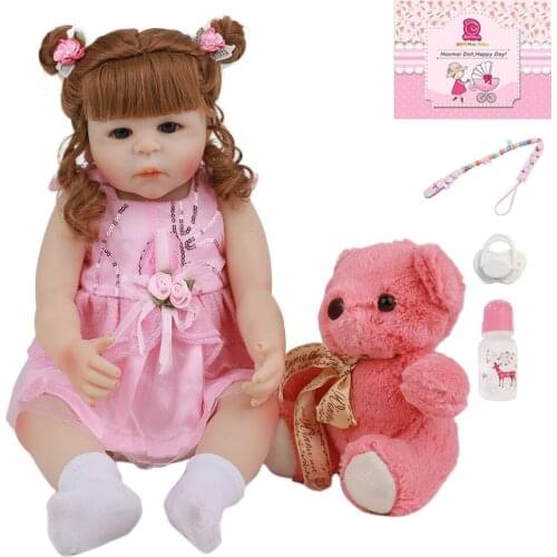 48CM 18Inch Newest Full Body Silicone Bebe Reborn Baby Doll Cute Newborn Babies Doll Lifelike Reborn Toys For Birthday Gifts