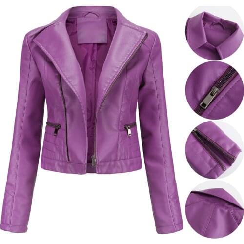 Spring Autumn Women Faux Leather Jacket Biker Coat Pu Motorcycle Jackets Slim Short Biker Coat Streetwear Outerwear Chaquetas