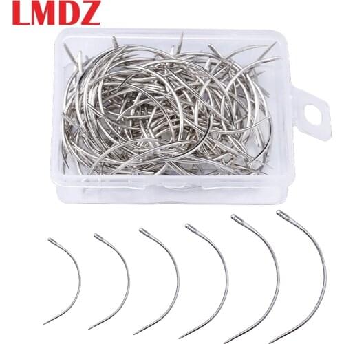 LMDZ 120 Pcs Leather Needles, Curved Sewing Needles, Weaving Needle for Carpet Leather Canvas Repairing, Blocking Knitting