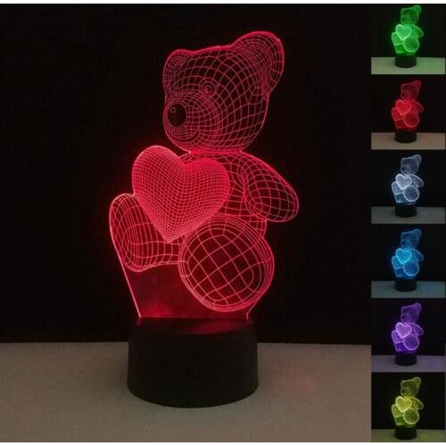 Love Bear Glow In the Dark Color Change USB Touch Control Night Novelty Toy Decorative Home Birthday Gifts Valentines Day Gifts