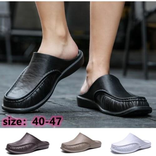 Mens Slippers EVA Slip on Flats Shoes Walking Shoes Men Half Slipper Comfortable Soft Household Sandals Size 40-47