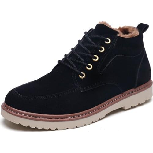 2020 Super Warm Mens Winter Suede Leather Ankle Boots Men Autumn Snow Boots Leisure Autumn Boots Mens Shoes