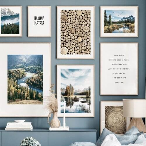 Forest Hill Lake Wood Growth Rings Wall Art Canvas Painting Nordic Posters And Prints Wall Pictures For Living Room Home Decor