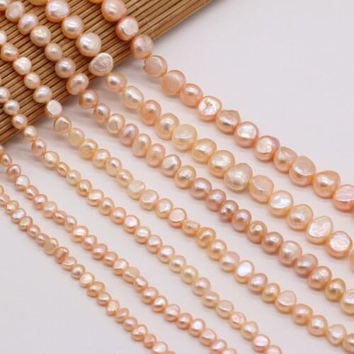 Natural Freshwater Pearl 5-10mm Size Light Orange Double-sided Light Pearl Jewelry Making Jewelry Necklace Bracelet Accessories