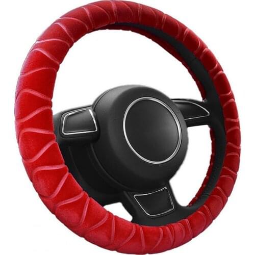 Universal Steering Wheel Cover Warm Plush Fluffy Braiding cover for steering wheel Car Accessories Interior Parts