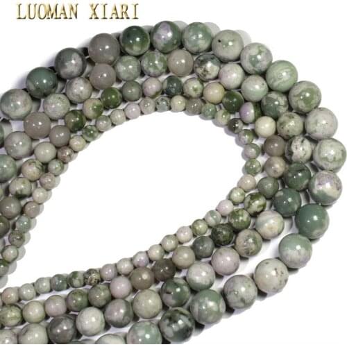 Wholesale Natural Stone Green Lucky Round Beads For Jewelry Making DIY Bracelet Necklace Material 6/8/10 /12 mm Strand 15