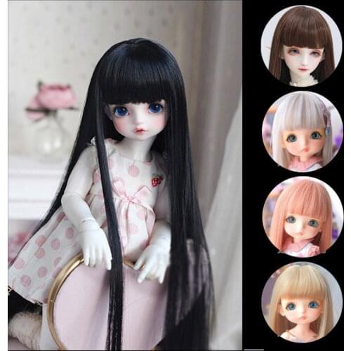 BJD sd 1/3 1/4 1/6 1/8 1/12 doll wig high temperature fiber heat resistant wire long straight bangs doll hair