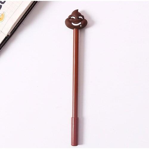 Signature Plastic Novelty Gel Pen Stationery School Supplies 0.5mm Black Ink Poop Shape Struggle Face Expression Smooth Cartoon
