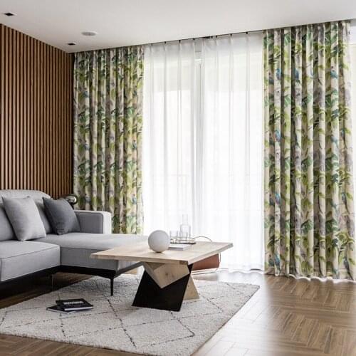Parrot Forest Printing Curtains Modern Minimalist New Polyester Cotton Printing for Living Room Bedroom Study Curtains Custom